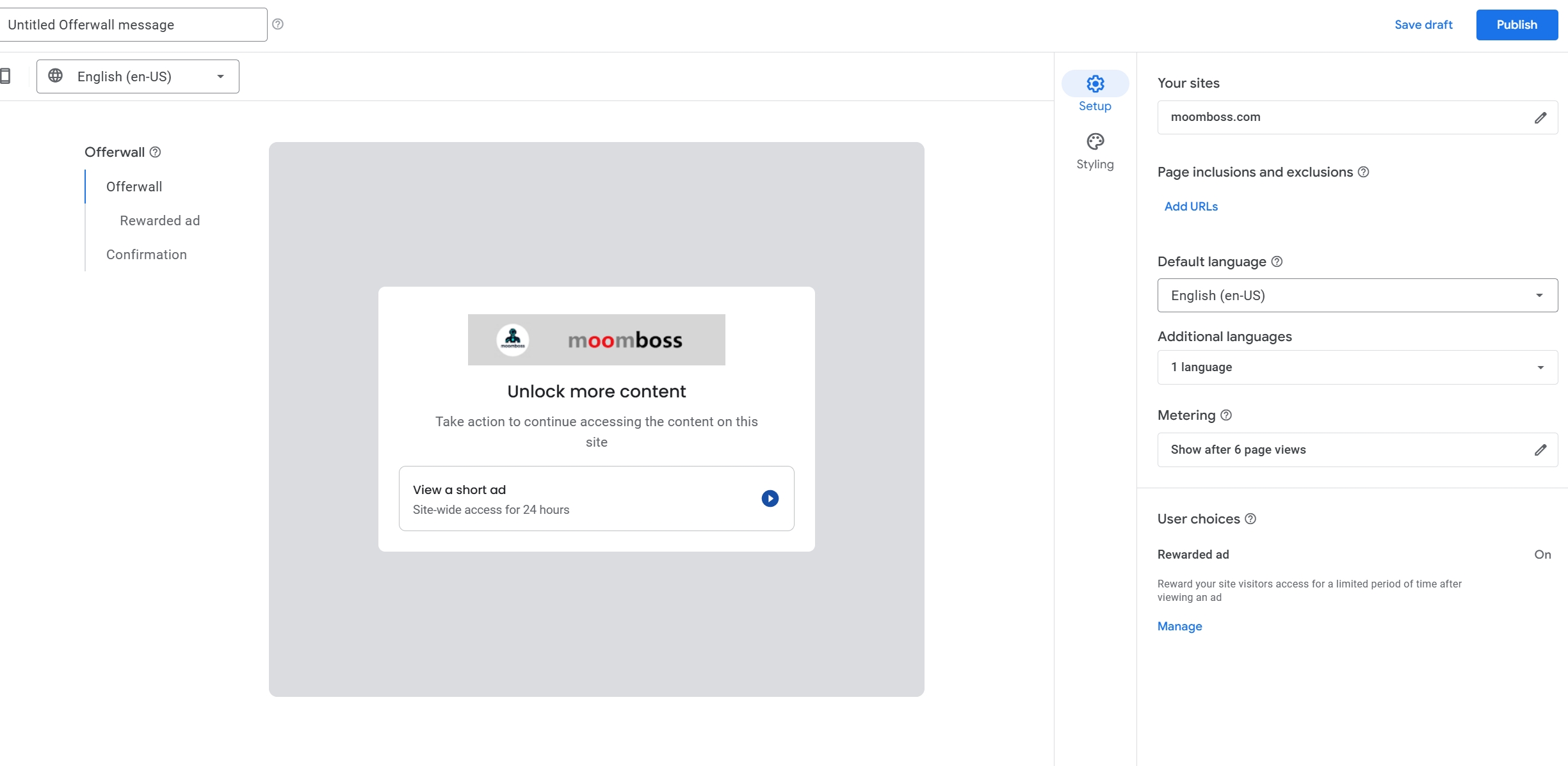 offerwall setting